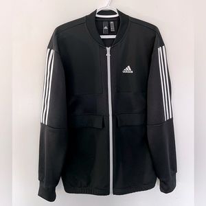 Adidas men's athletic sports 3 stripes track jacket black
